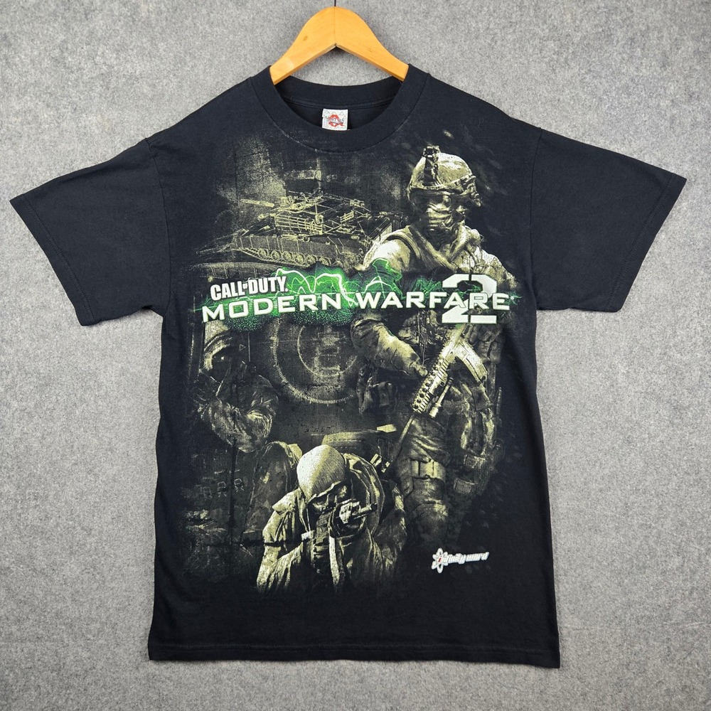 Call of Duty Modern Warfare 2 Shirt Mens Medium Black Gaming Graphic Tee AOP